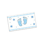 10 �tiquettes en papier pieds bleus 9 x 2, 5 cm