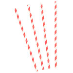10 pailles en carton  rayures rouges et blanches 19, 5 cm