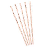10 pailles en carton roses rayes dor mtallis 19, 5 cm