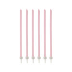 16 bougies fines rose p�le avec bob�ches 12 cm