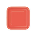 16 petites assiettes carres en carton rouge clair 18 cm