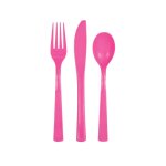 18 assortiments de couvert en plastique rose