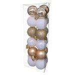 18 mini boules de no�l blanc et or 3 cm