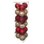 18 mini boules de nol rouge et or 3 cm