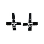 2 barrettes cheveux croix crne 7 x 5 cm