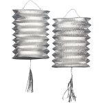 2 lampions m�talliques argent�s