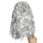 2 pompons argent mtallique