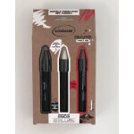 3 crayons de maquillage blanc noir rouge