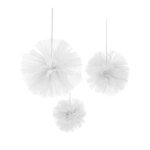 3 pompons  suspendre en tulle blanc 15, 20 et 30 cm
