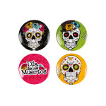 4 badges 3 cm dia de los muertos