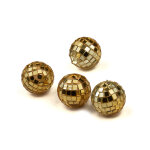 4 mini boules  facettes dores 3, 5 cm
