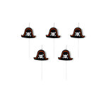 5 bougies d'anniversaire sur pic chapeaux pirates 2 cm