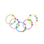 5 bracelets papillons colors