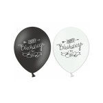 6 ballons happy birthday noir et blanc 30 cm