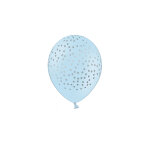 6 ballons en latex bleu ciel pois argents 30 cm