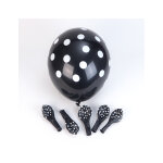 6 ballons en latex noirs  pois blanc 30 cm