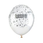 6 ballons en latex transparents bonne anne argent 30 cm