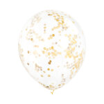 6 ballons en latex transparents avec confettis ocre dor 30 cm