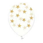 6 ballons en latex transparents toiles dores 30 cm