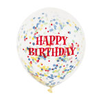 6 ballons en latex transparent happy birthday 30 cm