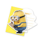 6 cartes d'invitation avec enveloppes lovely minions