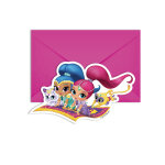 6 cartes d'invitation et enveloppes shimmer and shine 14 x 9 cm