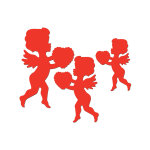6 d�corations rouges motif cupidon
