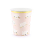 6 gobelets en carton chaton roses et blancs 200 ml