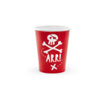 6 gobelets en carton fte de pirate rouges 220 ml