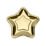 6 petites assiettes en carton �toile m�tallique dor� 18 cm