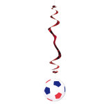 6 suspensions ballon de football bleu blanc rouge 80 cm