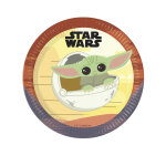 8 assiettes en carton b�b� yoda the mandalorian 23 cm