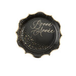 8 assiettes en carton bonne anne noires et or 23 cm