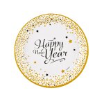 8 assiettes en carton happy new year dor 23 cm