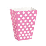 8 botes pop corn rose  pois blanc