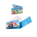 8 invitations et enveloppes super mario