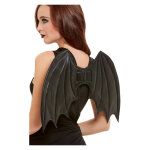 Ailes chauve souris matelasses noires 50 cm adulte