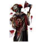 Autocollant clown ensanglant� halloween