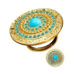 Bague dore avec pierres bleues femme