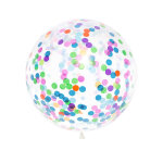 Ballon g�ant transparent confettis multicolores 1m