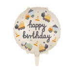 Ballon happy birthday camions de chantier 45 cm