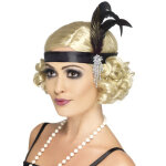 Bandeau charleston noir avec plume adulte