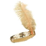 Bandeau charleston  sequins et plume dor femme