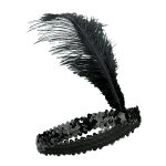 Bandeau charleston  sequins et plume noir femme