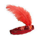 Bandeau charleston  sequins et plume rouge femme