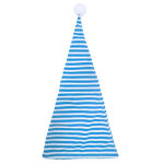 Bonnet bleu et blanc avec pompon adulte