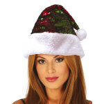 Bonnet de nol  sequins reversibles rouges et verts adulte