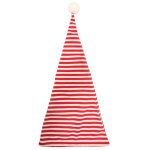 Bonnet de nuit ray rouge et blanc avec pompon adulte