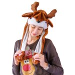 Bonnet de renne avec oreilles mobiles adulte