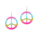 Boucles d'oreilles peace et love multicolores plastique adulte